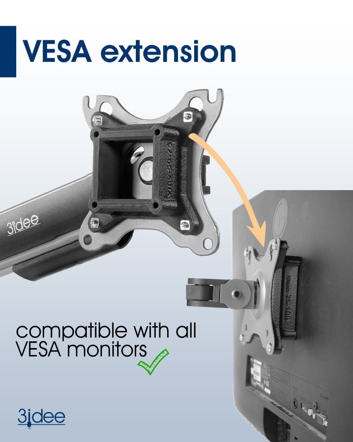 Universal VESA adapter set 50x50 to 75x75mm and 75x75 to 100x100mm - to extend the VESA hole pattern