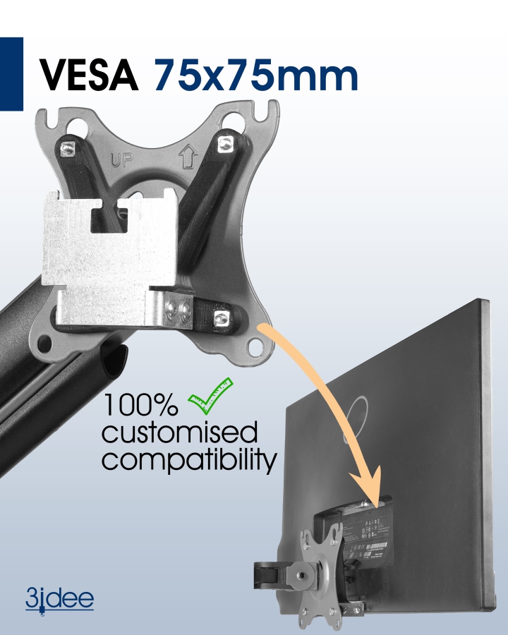 VESA adapter compatible with DELL monitor (S2240L, S2240M, S2340L, S2340M, S2440L) - 75x75mm