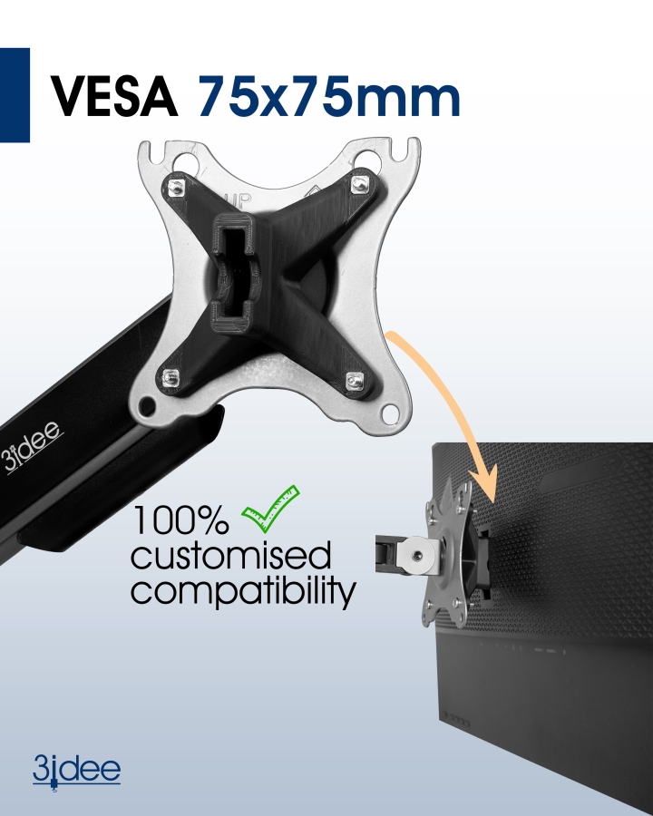 VESA adapter compatible with Omen by HP 25 (Z7Y57AA) Monitor - 75x75mm