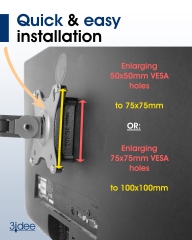 Universal VESA adapter set 50x50 to 75x75mm and 75x75 to 100x100mm - to extend the VESA hole pattern