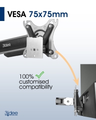 VESA adapter compatible with HP monitor (M27h, M24h, 524sh, 527sh) - 75x75mm