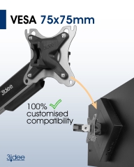 VESA adapter compatible with HP Omen Gaming Monitor (25i) - 75x75mm
